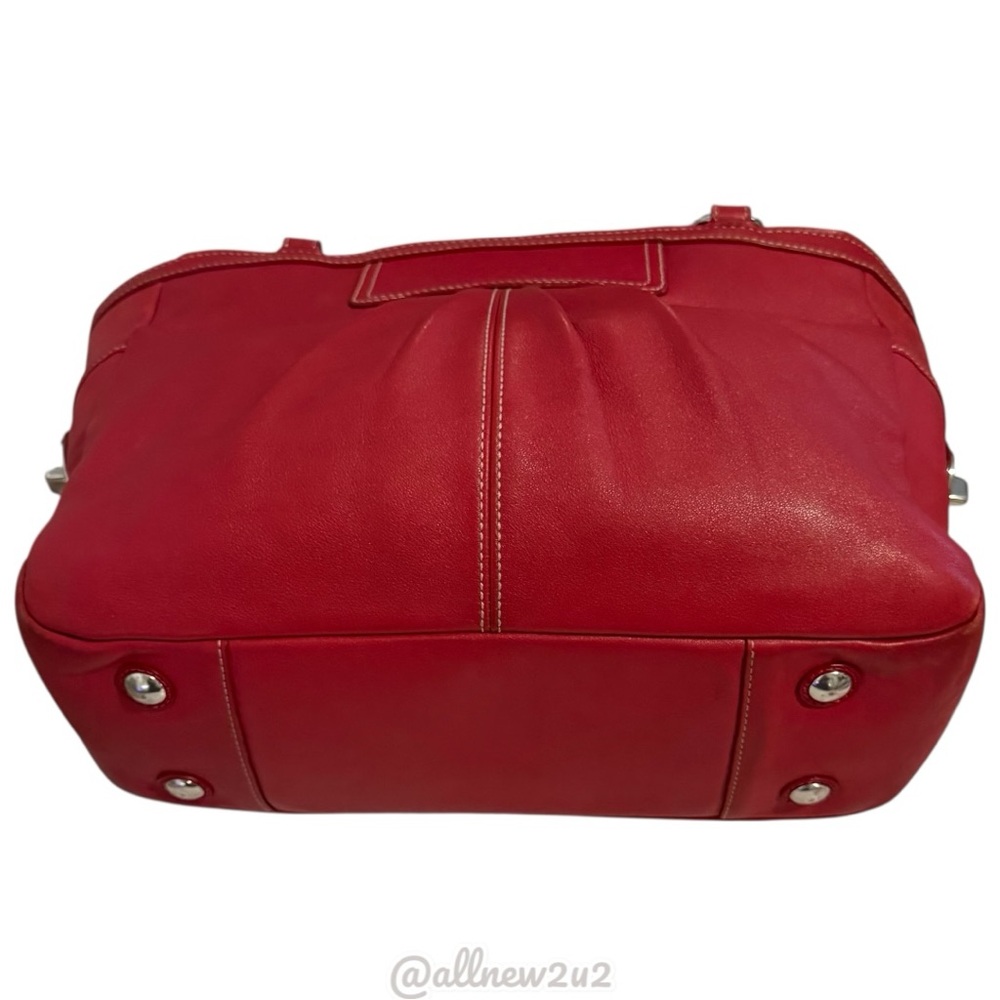 Coach 1941 Ashley Red Leather Double Handle Zipper Closure Tote Shoulder Bag Sil - Picture 13 of 16